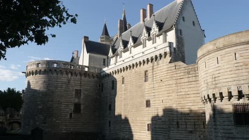 NANTES, FRANCE - JULY 2016 Western French Pays de la Loire part of country territory castle of the D