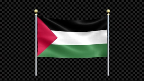 Realistic Waving Palestine National Flag Loop Animation