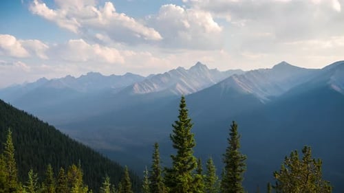 Sweeping Mountain Vista Under Cloudy Sky