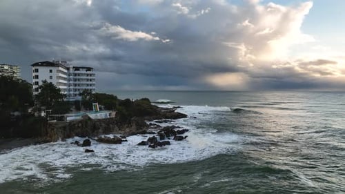 Dramatic Sea Texture Aerial View Turkey Alanya