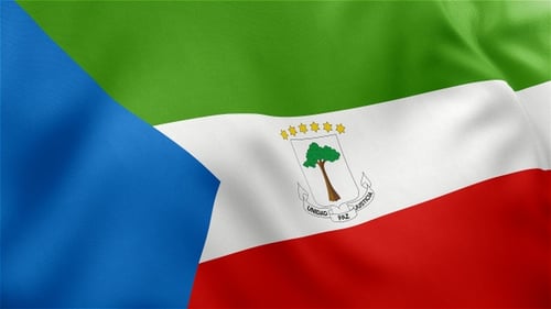 Equatorial Guinea Flag Waving Seamlessly with Realistic Fabric Texture