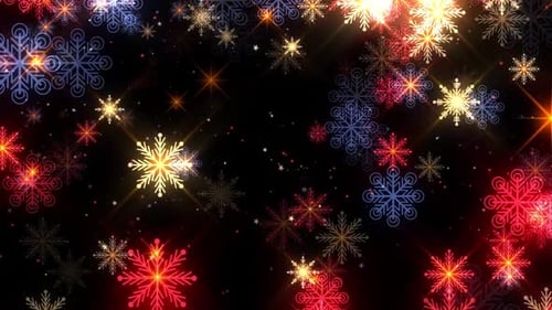 Black Red Snowflake Falling Background