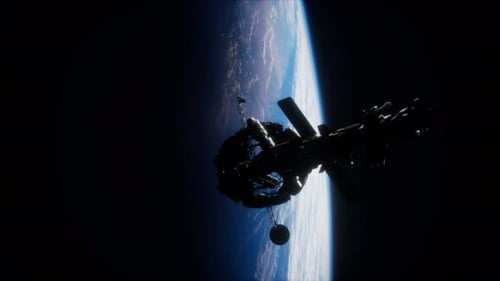 Realistic Space Station Orbiting Planet Earth