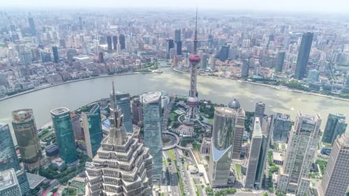 Timelapse of city skyline in Shanghai china