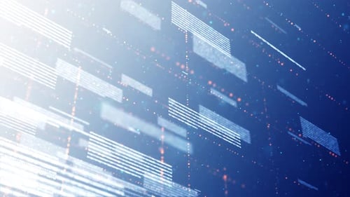 Futuristic Digital Grid with Binary Code and Data Flow