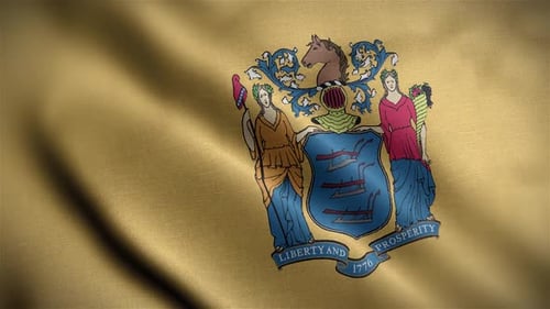 Waving New Jersey State Flag Loop Animation