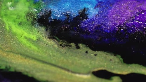 Sparkling Fluid Mix Glitter Ink Flow Green Blue