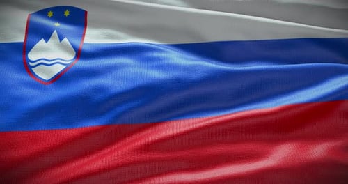 Realistic Waving Flag of Slovenia with Fabric Texture
