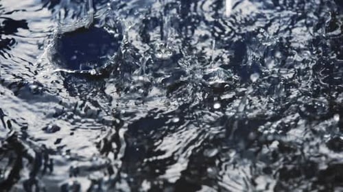 Clear Water Splashing and Dropping on Surface