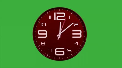 La moderna esfera del reloj rojo avanza rápidamente
