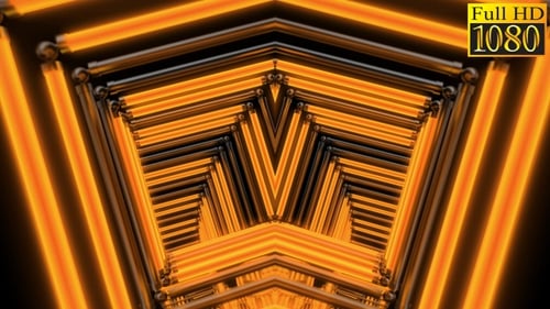 Abstract Geometric Neon Light Tunnel Loop