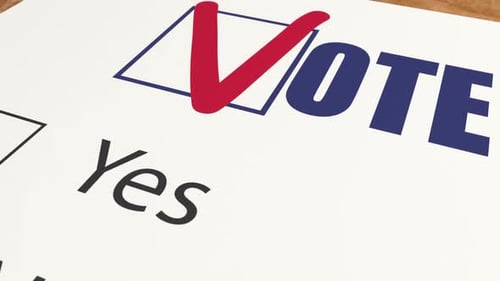 Vote Against By Marks Cross X in Poll, Ballot Voting and Elections