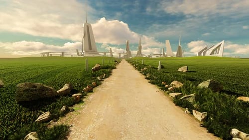 Road Leading To A Fantasy City