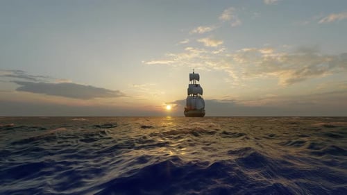 Un voilier a navigué en mer sous le soleil couchant