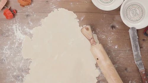 Step by step. Rolling out dough for pie crust.