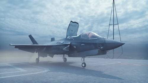 F-35 Fighter Jet Vertical Takeoff from Aircraft Carrier 3D Animation