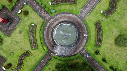Aerial shot of Water fountain from above.
