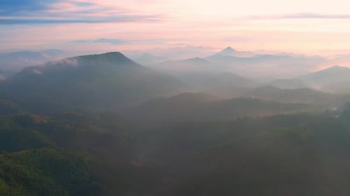 4K aerial view from a drone flying over the valley