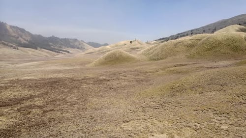 Drone Towards Mountains And Tree In Bromo Tengger Semeru