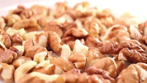 Close Up of Freshly Shelled Walnuts in Studio