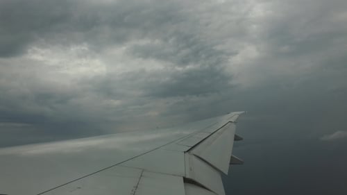 Wing Of Airplane Flying In Blue Sky 18