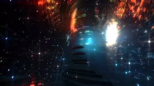 Bunte Space Core Sterne Motion Loop Hintergrund
