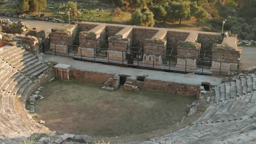 Greek Tragedy. Ruins Of Ancient Theatre In Nysa. Sultanhisar, Turkey, .