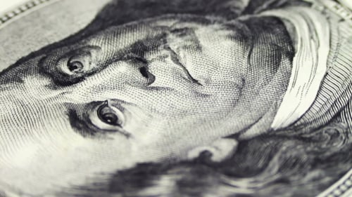 Macro Shot of US Hundred Dollar Bill Portrait