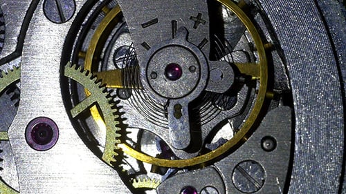 Close Up of Clock Gears and Mechanics Ticking