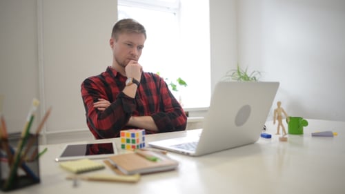 Creative Designer Thinking about His Project