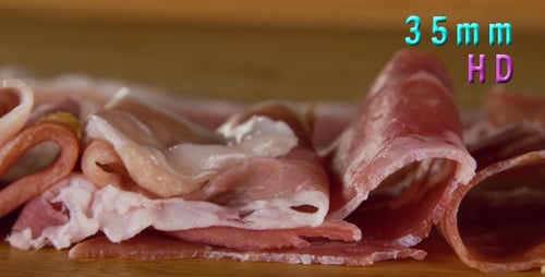Close-up of Sliced Cured Ham or Prosciutto