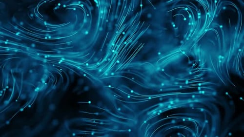 Abstract Blue Flowing Particles Digital Energy Lines Background