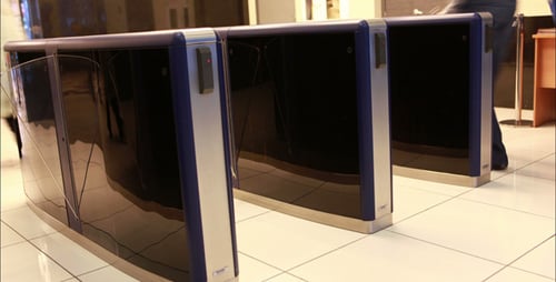 Automated Turnstiles in Busy Commercial Building