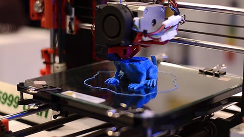 3D Printer Creating a Blue Frog