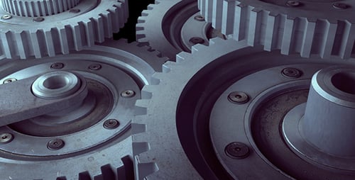 Seamless Loop of Industrial Gears Interlocking and Rotating