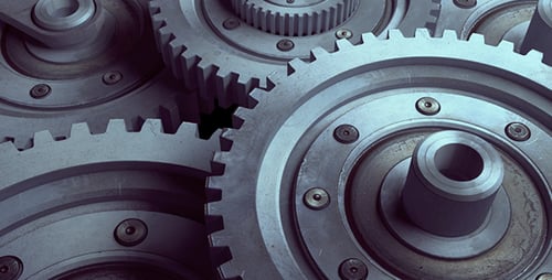 Seamless Loop of Interlocking Industrial Metal Gears Working