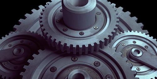 Rotating Industrial Metal Gears Geometric Motion Background