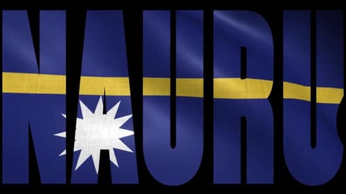 Animated Nauru Flag Text Waving Display