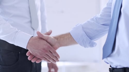 Businessmen Handshake in Office Close-Up