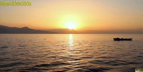 Fisherman At Sunset On Sea