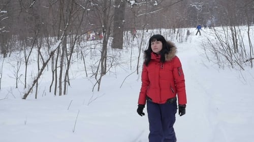 Girl On a Walk In The Winter Woods
