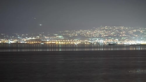 Nightlife Of Distant Coastal City