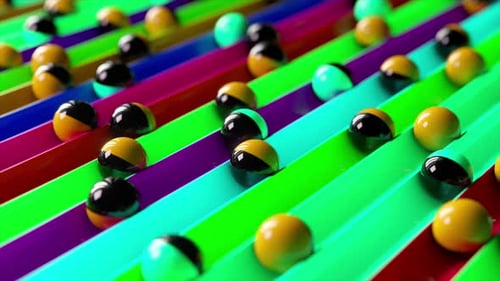 Bright Colorful Background with Rolling Balls Along the Paths