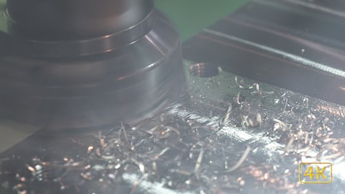 Metal Milling Machine Cutting Close Up