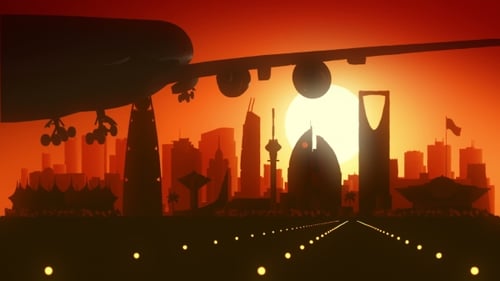 Riyadh Skyline Sunrise Landing