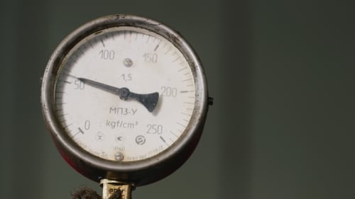 Pressure Gauge Close-Up of Industrial Equipment