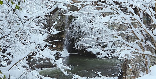 Winter Small River Flowing