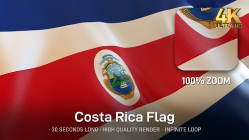 Animated Costa Rica National Flag Waving Seamless Loop