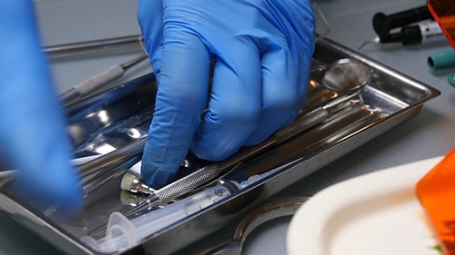 Medical Instruments and Tools on Tray Close Up