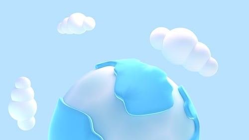 Modern Abstract Earth Globe Rotation with Floating Clouds